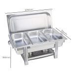 7-SOGA 2X Triple Tray Stainless Steel Chafing Catering Dish Food Warmer