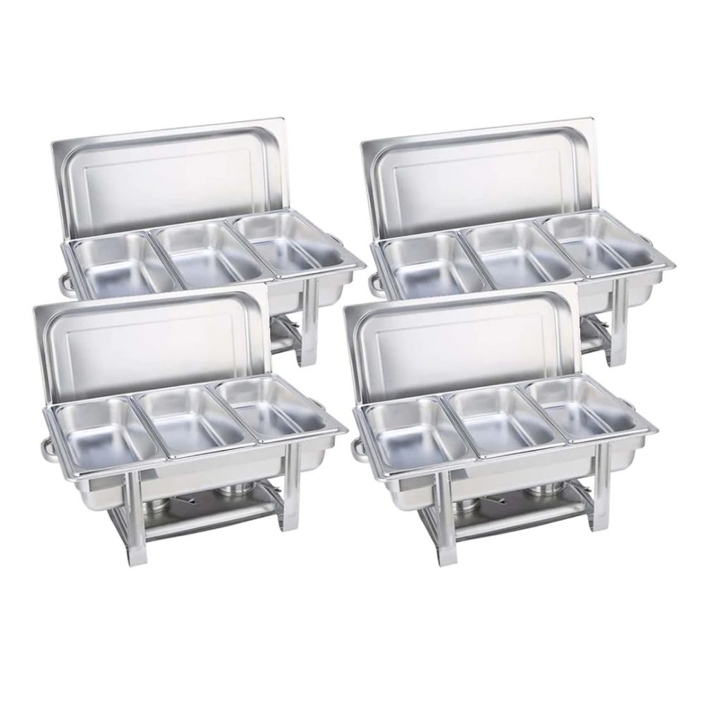 1-SOGA 4X Stainless Steel Chafing Triple Tray Catering Dish Food Warmer