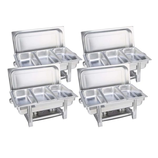 1-SOGA 4X Stainless Steel Chafing Triple Tray Catering Dish Food Warmer