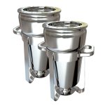 1-SOGA 2X 7L Round Stainless Steel Soup Warmer Marmite Chafer Full Size Catering Chafing Dish