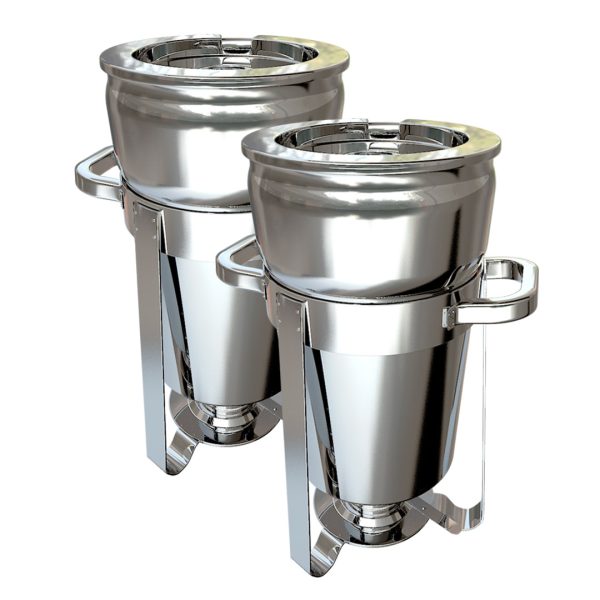 1-SOGA 2X 7L Round Stainless Steel Soup Warmer Marmite Chafer Full Size Catering Chafing Dish
