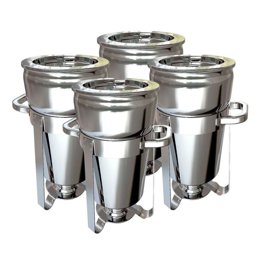 1-SOGA 4X 7L Round Stainless Steel Soup Warmer Marmite Chafer Full Size Catering Chafing Dish