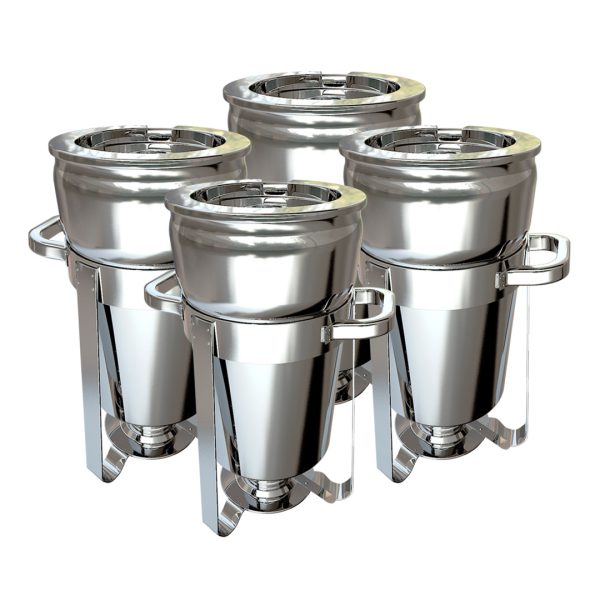 1-SOGA 4X 11L Round Stainless Steel Soup Warmer Marmite Chafer Full Size Catering Chafing Dish