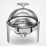 2-SOGA 6L Stainless Steel Chafing Food Warmer Catering Dish Round Roll Top