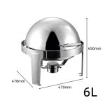 3-SOGA 6L Stainless Steel Chafing Food Warmer Catering Dish Round Roll Top
