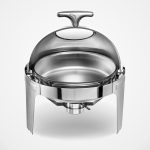 2-SOGA 6L Round Chafing Stainless Steel Food Warmer with Glass Roll Top