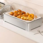 4-SOGA 59x38.5cm Silver Color Ceramic Serving Bowl Chafing Dish for Kitchen Essential