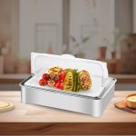 6-SOGA 59x38.5cm Silver Color Ceramic Serving Bowl Chafing Dish for Kitchen Essential