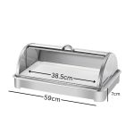 2-SOGA 59x38.5cm Silver Color Ceramic Serving Bowl Chafing Dish for Kitchen Essential