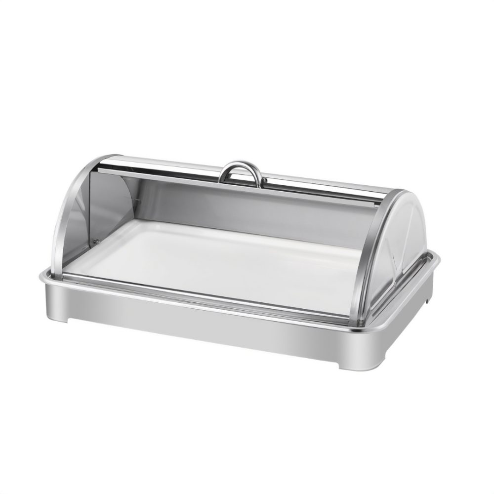1-SOGA 59x38.5cm Silver Color Ceramic Serving Bowl Chafing Dish for Kitchen Essential