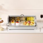 4-SOGA 59x38.5cm Silver Color Ceramic Serving Bowl Chafing Dish for Kitchen Essential