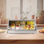 5-SOGA 59x38.5cm Silver Color Ceramic Serving Bowl Chafing Dish for Kitchen Essential