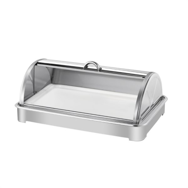1-SOGA 59x38.5cm Silver Color Ceramic Serving Bowl Chafing Dish for Kitchen Essential