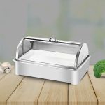 4-SOGA 59x38.5cm Silver Color Ceramic Serving Bowl Chafing Dish for Kitchen Essential