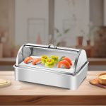 5-SOGA 59x38.5cm Silver Color Ceramic Serving Bowl Chafing Dish for Kitchen Essential