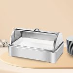 6-SOGA 59x38.5cm Silver Color Ceramic Serving Bowl Chafing Dish for Kitchen Essential