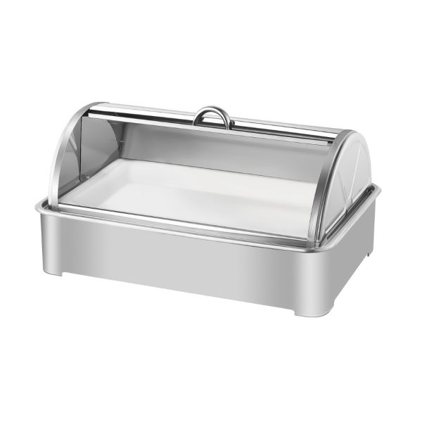 1-SOGA 59x38.5cm Silver Color Ceramic Serving Bowl Chafing Dish for Kitchen Essential