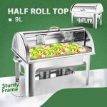 3-SOGA 9L Stainless Steel Full Size Roll Top Chafing Dish Food Warmer
