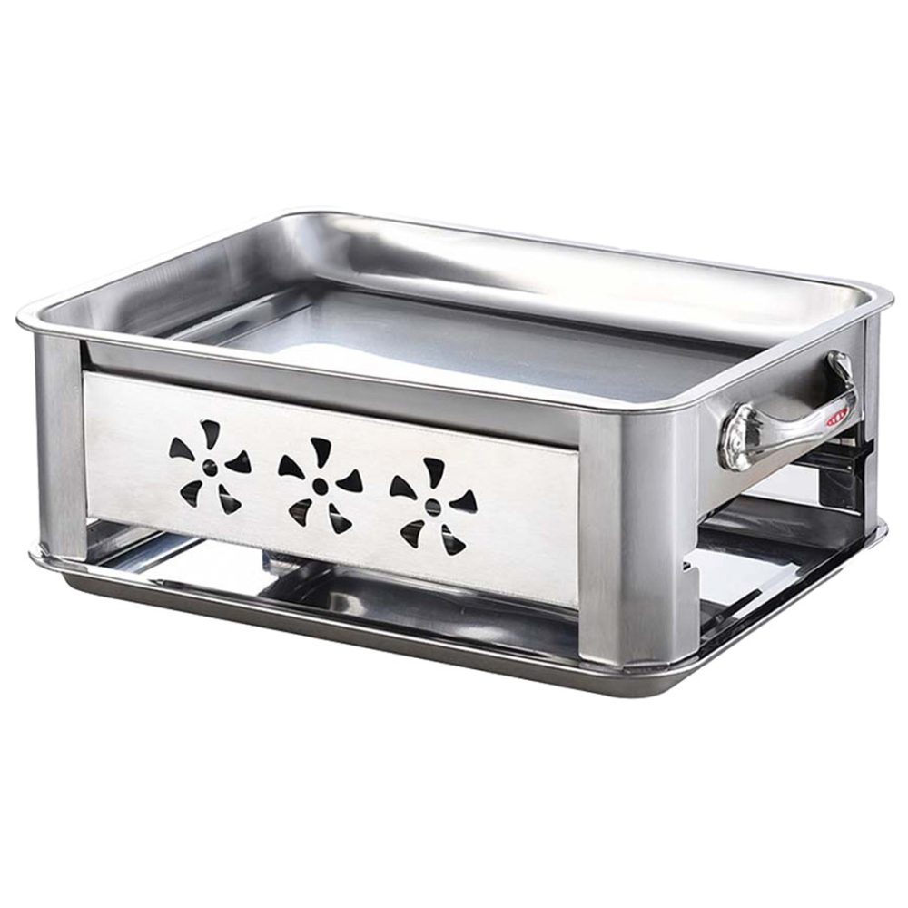 1-36CM Portable Stainless Steel Outdoor Chafing Dish BBQ Fish Stove Grill Plate
