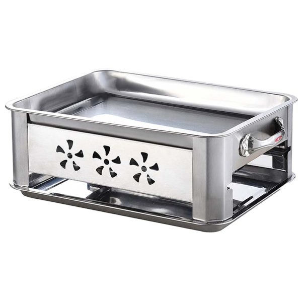 1-36CM Portable Stainless Steel Outdoor Chafing Dish BBQ Fish Stove Grill Plate