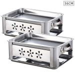 1-2X 36CM Portable Stainless Steel Outdoor Chafing Dish BBQ Fish Stove Grill Plate