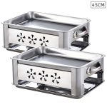 1-2X 45CM Portable Stainless Steel Outdoor Chafing Dish BBQ Fish Stove Grill Plate