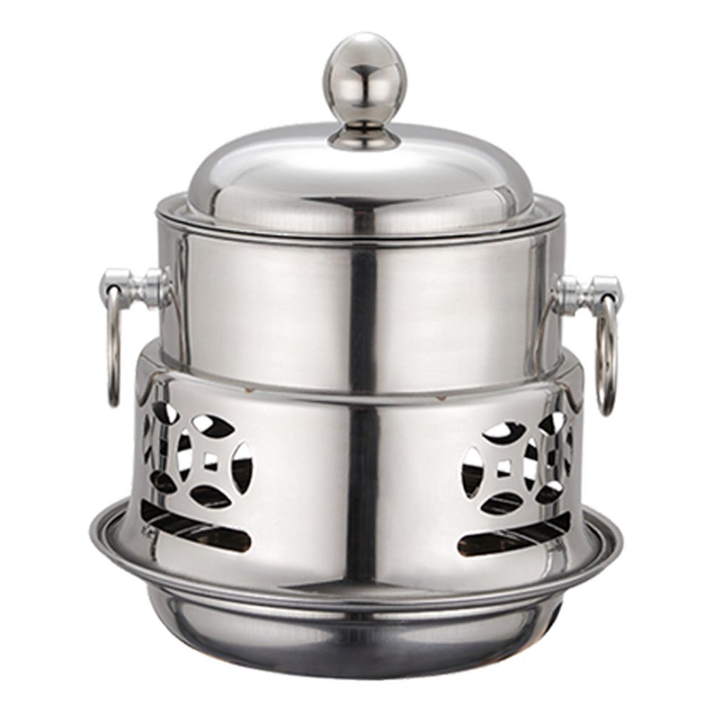 1-SOGA Stainless Steel Mini Asian Buffet Hot Pot Single Person Shabu Alcohol Stove Burner with Lid