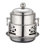 1-SOGA Stainless Steel Mini Asian Buffet Hot Pot Single Person Shabu Alcohol Stove Burner with Lid
