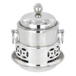 3-SOGA 2X Stainless Steel Mini Asian Buffet Hot Pot Single Person Shabu Alcohol Stove Burner with Lid