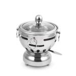 3-SOGA 2X Stainless Steel Mini Asian Buffet Hot Pot Single Person Shabu Alcohol Stove Burner with Glass Lid