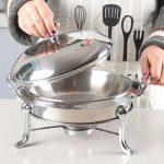 5-SOGA 2X Stainless Steel Gold Accents Round Buffet Chafing Dish Cater Food Warmer Chafer with Glass Top Lid