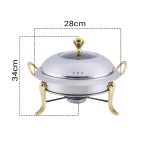 6-SOGA 2X Stainless Steel Gold Accents Round Buffet Chafing Dish Cater Food Warmer Chafer with Glass Top Lid