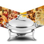 8-SOGA 2X Stainless Steel Gold Accents Round Buffet Chafing Dish Cater Food Warmer Chafer with Glass Top Lid