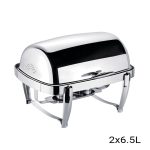 2-SOGA 6.5L Stainless Steel Double Soup Tureen Bowl Station Roll Top Buffet Chafing Dish Catering Chafer Food Warmer Server