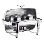 1-SOGA 6.5L Stainless Steel Double Soup Tureen Bowl Station Roll Top Buffet Chafing Dish Catering Chafer Food Warmer Server