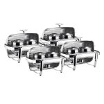 1-SOGA 4X 6.5L Stainless Steel Double Soup Tureen Bowl Station Roll Top Buffet Chafing Dish Catering Chafer Food Warmer Server