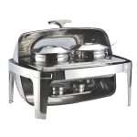 1-SOGA 6.5L Stainless Steel Double Soup Tureen Bowl Station Roll Top Buffet Chafing Dish Catering Chafer Food Warmer Server