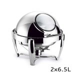 2-SOGA 4X 6.5L Stainless Steel Round Soup Tureen Bowl Station Roll Top Buffet Chafing Dish Catering Chafer Food Warmer Server
