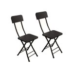 1-SOGA Black Foldable Chair Space Saving Lightweight Portable Stylish Seat Home Decor Set of 2