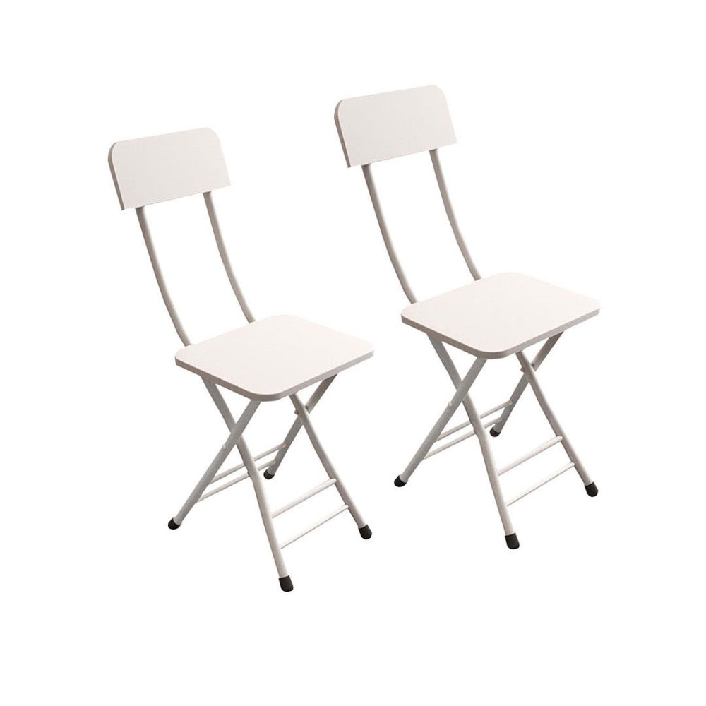 1-SOGA White Foldable Chair Space Saving Lightweight Portable Stylish Seat Home Decor Set of 2