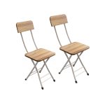 1-SOGA Oak Grain Foldable Chair Space Saving Lightweight Portable Stylish Seat Home Decor Set of 2