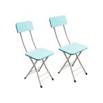 1-SOGA Blue Foldable Chair Space Saving Lightweight Portable Stylish Seat Home Decor Set of 2