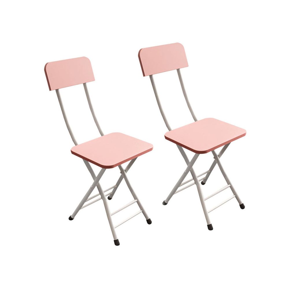 1-SOGA Pink Foldable Chair Space Saving Lightweight Portable Stylish Seat Home Decor Set of 2