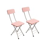 1-SOGA Pink Foldable Chair Space Saving Lightweight Portable Stylish Seat Home Decor Set of 2