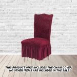 2-SOGA Burgundy Chair Cover Seat Protector with Ruffle Skirt Stretch Slipcover Wedding Party Home Decor