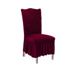 1-SOGA Burgundy Chair Cover Seat Protector with Ruffle Skirt Stretch Slipcover Wedding Party Home Decor