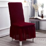 4-SOGA Burgundy Chair Cover Seat Protector with Ruffle Skirt Stretch Slipcover Wedding Party Home Decor
