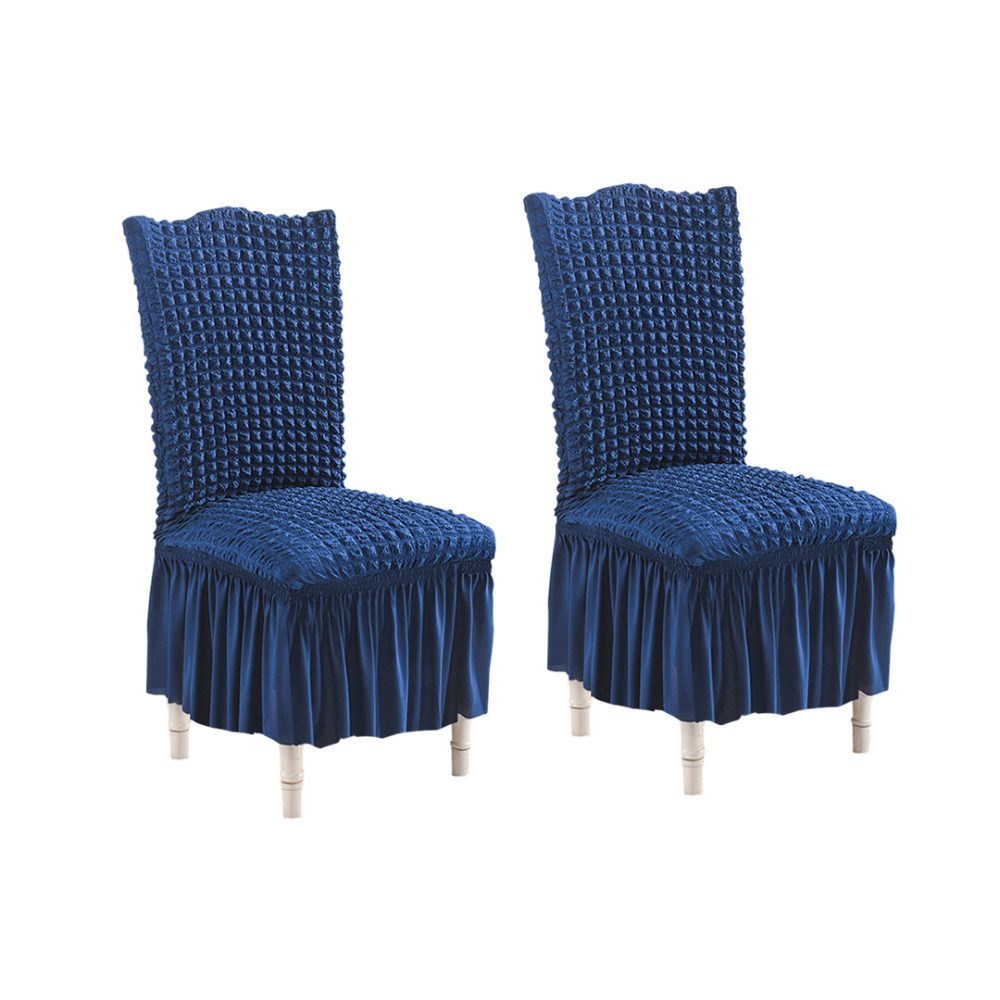 1-SOGA 2X Blue Chair Cover Seat Protector with Ruffle Skirt Stretch Slipcover Wedding Party Home Decor 1-SOGA 2X Blue Chair Cover Seat Protector with Ruffle Skirt Stretch Slipcover Wedding Party Home Decor