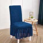 3-SOGA 2X Blue Chair Cover Seat Protector with Ruffle Skirt Stretch Slipcover Wedding Party Home Decor