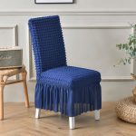 4-SOGA 2X Blue Chair Cover Seat Protector with Ruffle Skirt Stretch Slipcover Wedding Party Home Decor